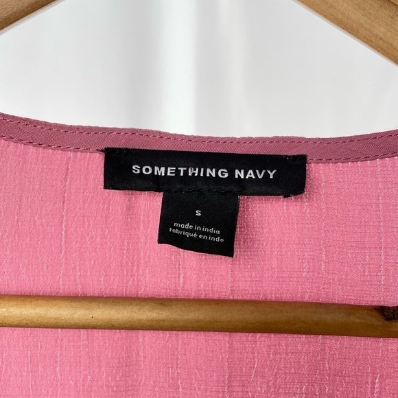 Something Navy Button Pleated Short Sleeve Flared Mini Dress In Dusty Pink Small - Picture 3 of 8